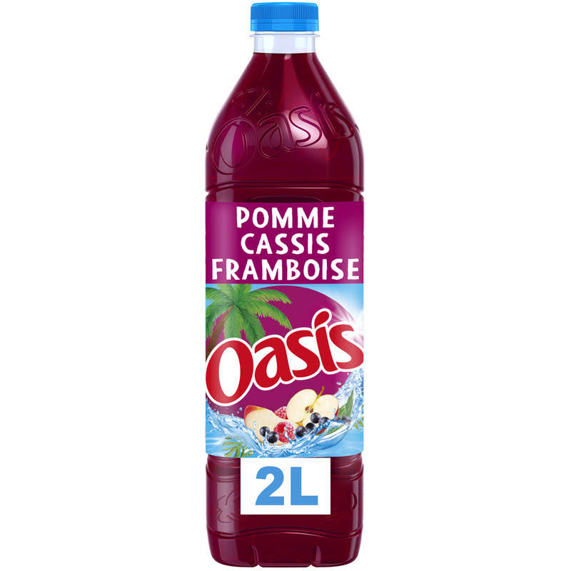 Oasis Pomme Cassis Framboise Boisson aux fruits plate la bouteille de 2L Oasis Pomme Cassis Framboise Boisson aux fruits plate la bouteille de 2L