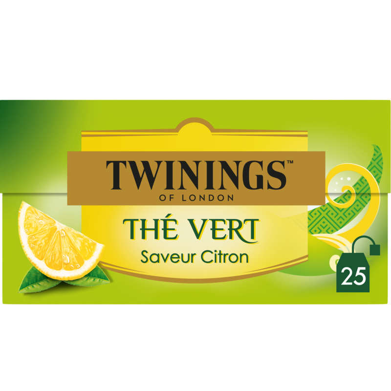 Twinings Thé Vert Citron Intense 25 Sachets 50g Twinings Thé Vert Citron Intense x 25 Sachets 50g