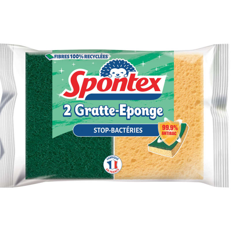 Spontex Gratte éponge anti bactérienne le sachet de 2 Spontex Gratte éponge anti bactérienne le sachet de 2