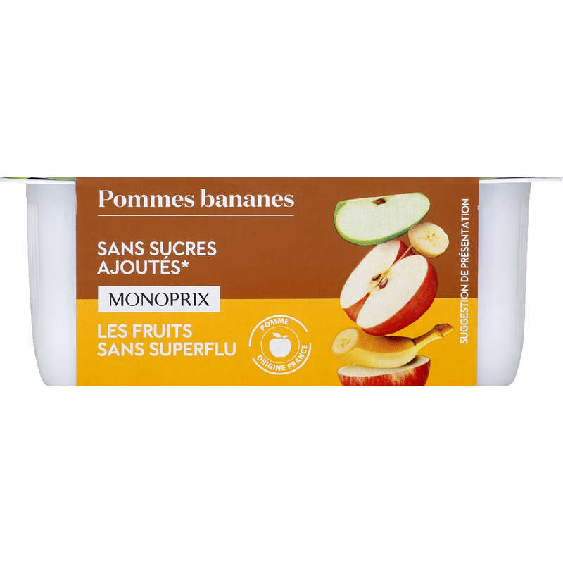 Monoprix Compote Pommes bananes 4x100g Monoprix compote pommes bananes 4x 100g