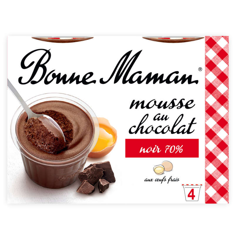 Bonne Maman Mousse Au Chocolat Noir 70% Intense 4x50g Bonne Maman Mousse Au Chocolat Noir 70% Intense 4x50g