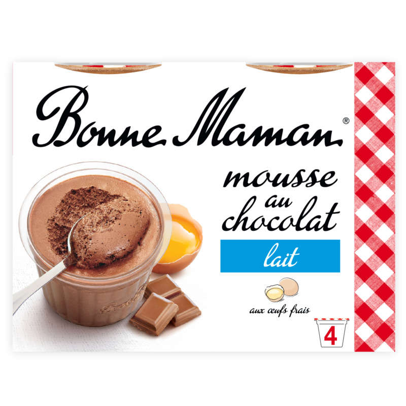 Bonne Maman Mousse Au Chocolat Au Lait 4x50g Bonne Maman Mousse Au Chocolat Au Lait 4x50g