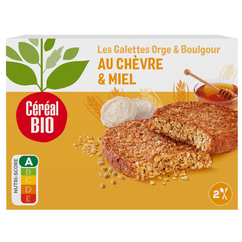 Céréal Bio Galette Orge Chèvre Miel 200g Céréal bio Galettes orge & boulghour au chèvre & miel, sans viande, bio 200g