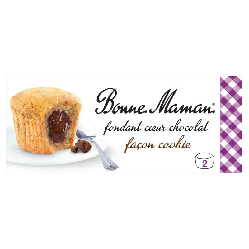 Bonne Maman Fondant Cœur Chocolat Façon Cookies 2x80g Bonne Maman Fondant Cœur Chocolat Façon Cookies 2x80g