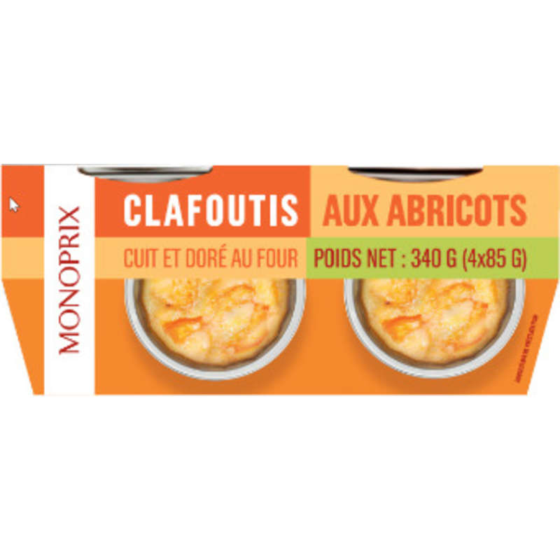 Monoprix Clafoutis abricot 4x85g Monoprix clafoutis abricot 4x85g