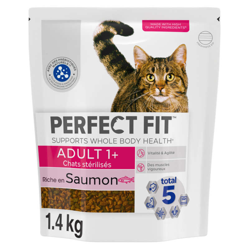 Perfect Fit Croquettes saumon frais chat adulte 1+ stérilisé 1.4kg Perfect fit croquettes saumon frais chat adulte 1+ stérilisé 1.4kg