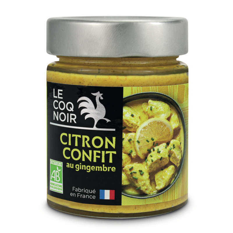 Le Coq Noir Citron Confit Au Gingembre Lcn Bio 130g Le Coq Noir Citron Confit Au Gingembre Lcn Bio 130g