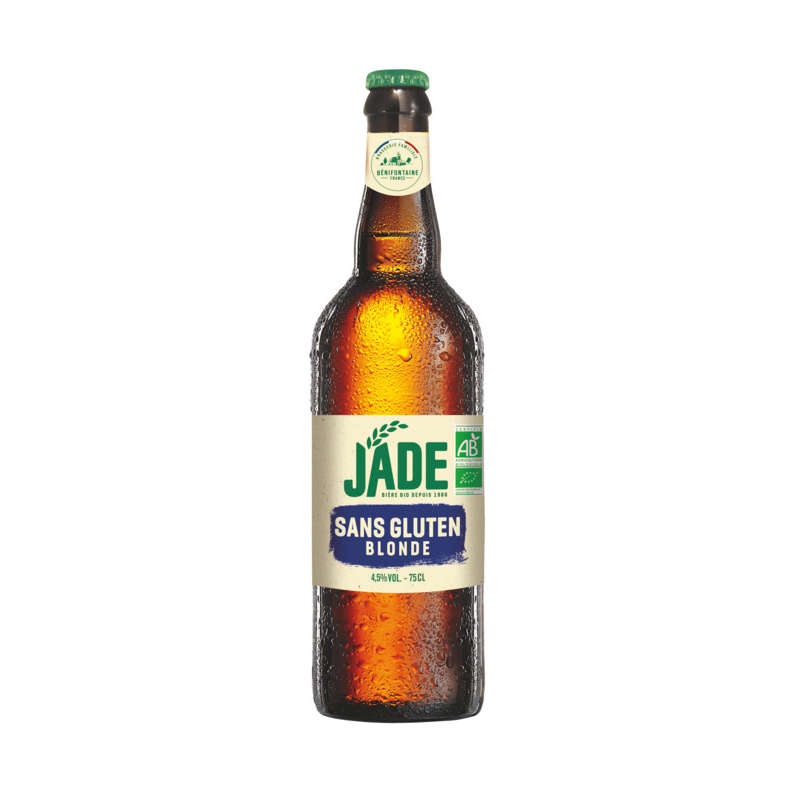 Jade Bière Blonde Bio Sans Gluten 4,5% 75cl Jade Bière Blonde Bio Sans Gluten 4,5% 75cl