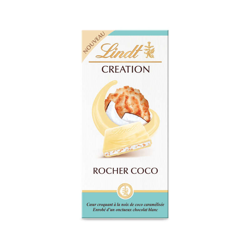 Lindt Création Tablette Chocolat Blanc Rocher Coco 145g Lindt Création Tablette Chocolat Blanc Rocher Coco 145g
