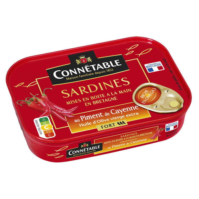 Connétable Sardines À L'Ancienne À L'Huile D'Olive Vierge Extra Au Piment De Cayenne, Fort 115g Connétable Sardines À L'Ancienne À L'Huile D'Olive Vierge Extra Au Piment De Cayenne, Fort 115G