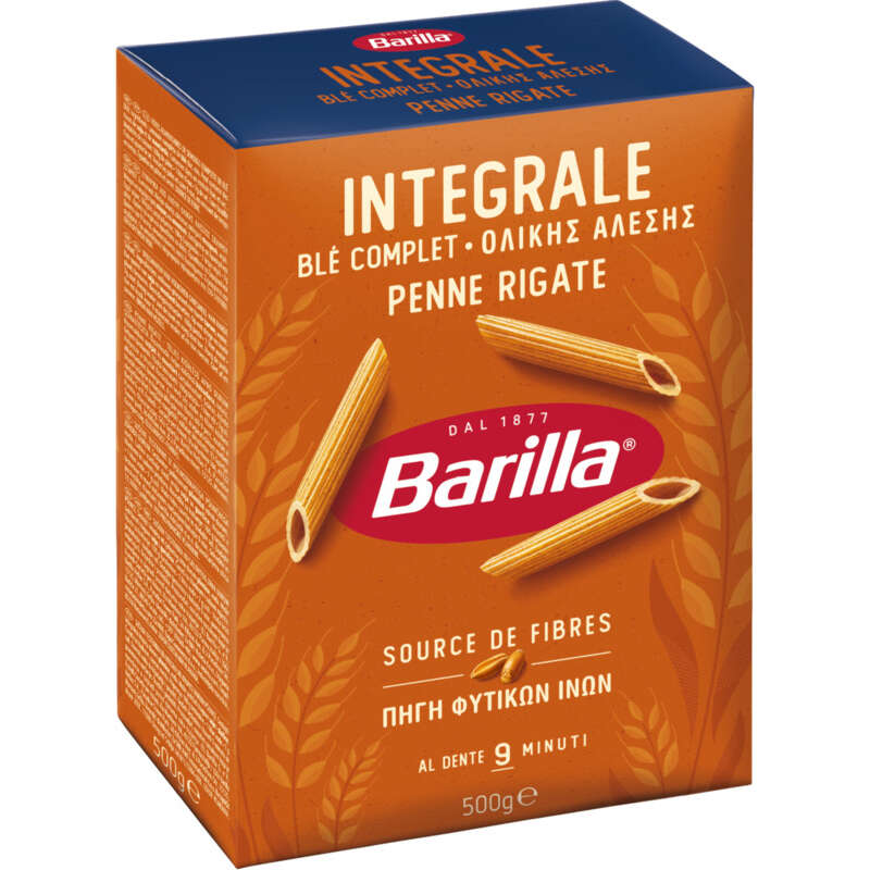Barilla Pâtes penne rigate au blé complet intégrale 500g Barilla Pâtes penne rigate au blé complet intégrale 500g