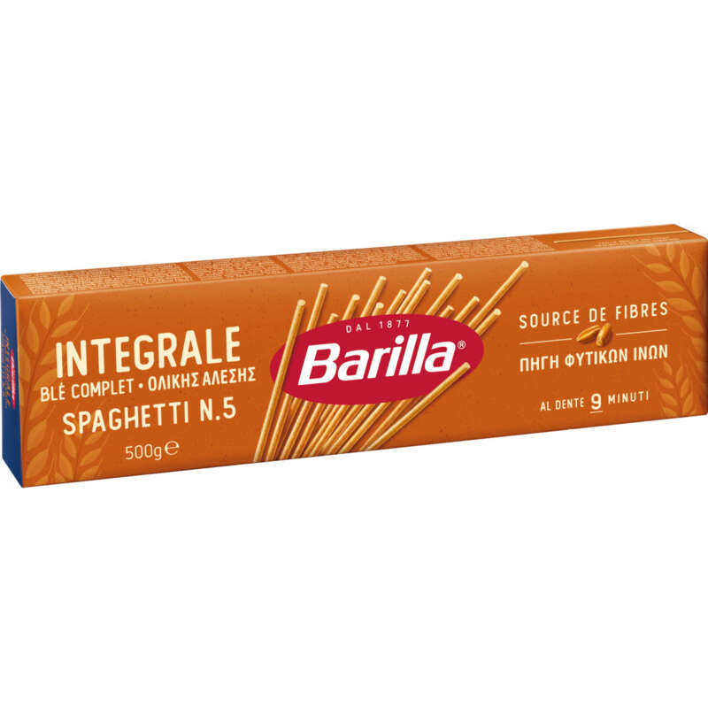 Barilla Pâtes spaghetti au blé complet intégrale 500g Barilla Pâtes spaghetti au blé complet intégrale 500g