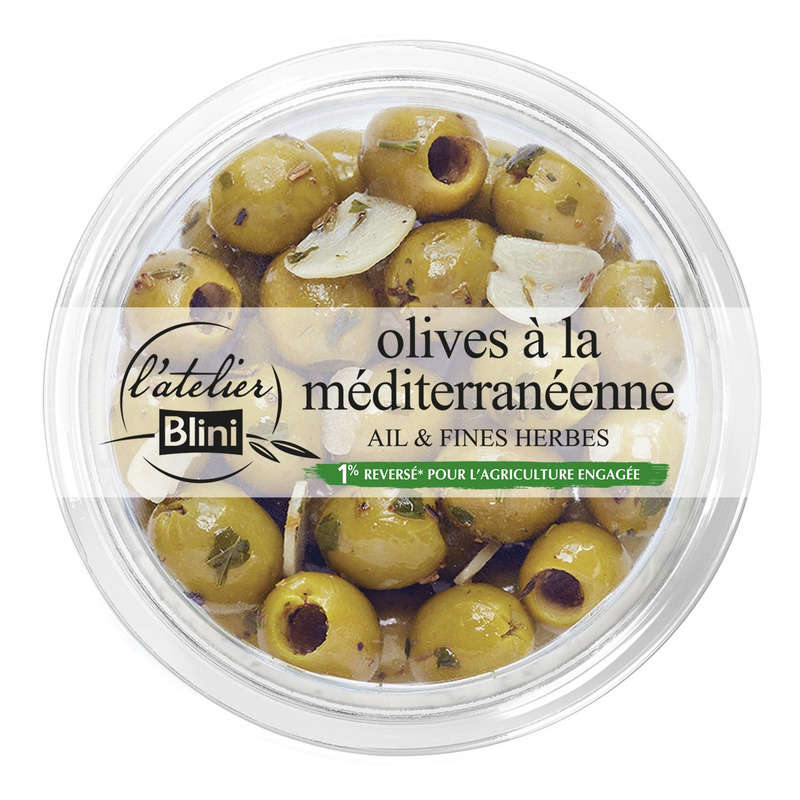 L'atelier Blini Olives à la Méditerranéenne Ail & Fines Herbes 150g L'atelier Blini Olives à la Méditerranéenne Ail & Fines Herbes 150g