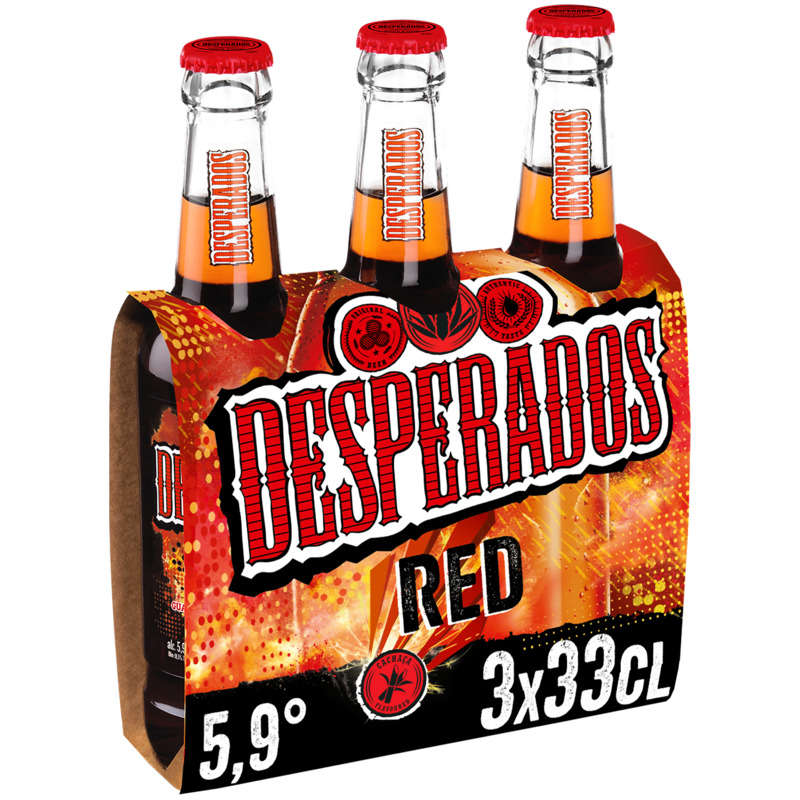 Desperados Red Bière aromatisée au spiritueux Cachaça, Fruits rouges & Guarana 3x33cl Desperados Red Bière aromatisée au spiritueux Cachaça, Fruits rouges & Guarana 3x33cl