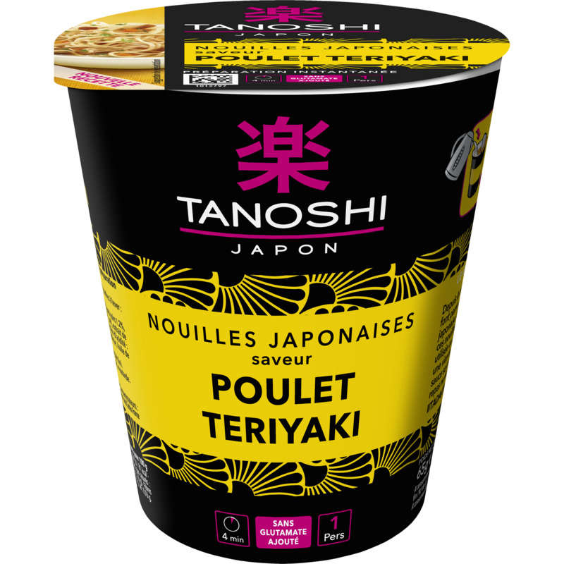 Tanoshi Japon Nouilles japonaises saveur poulet teriyaki 65g Tanoshi Japon Nouilles japonaises saveur poulet teriyaki 65g