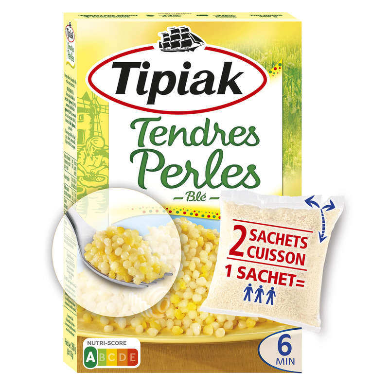 Tipiak Blé Tendres Perles Prêt en 5min Sachets Cuisson x2, 350g Tipiak Blé Tendres Perles Prêt en 5min Sachets Cuisson x2, 350g