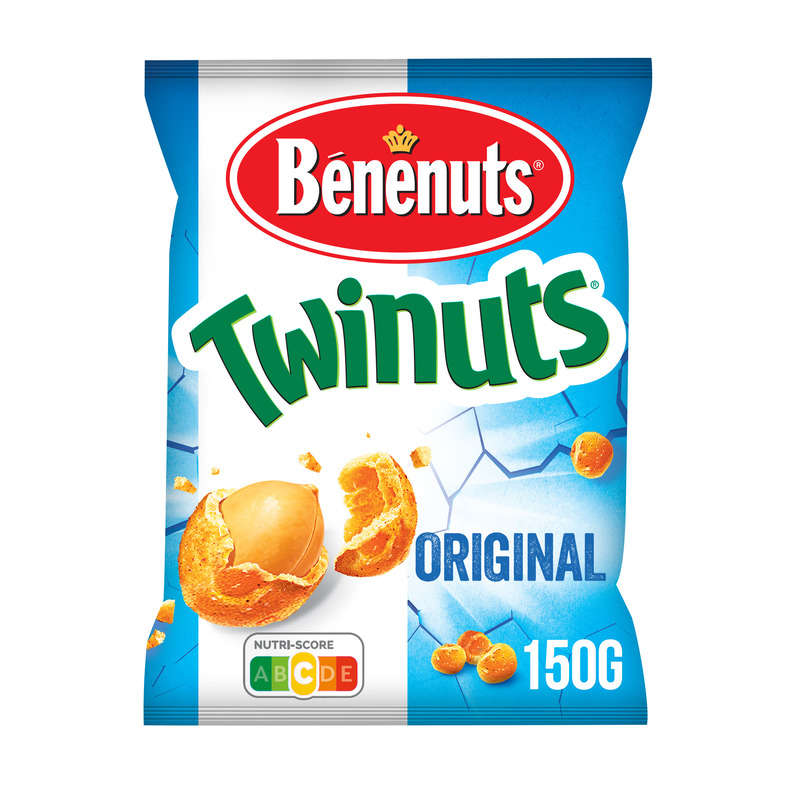 Bénenuts Twinuts Cacahuètes enrobées saveur nature 150g Benenuts Twinuts Cacahuètes enrobées saveur nature 150g
