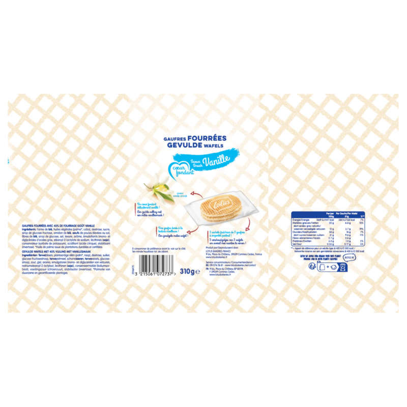 Lotus Bakeries Gaufres Cœur Fondant Vanille 310g