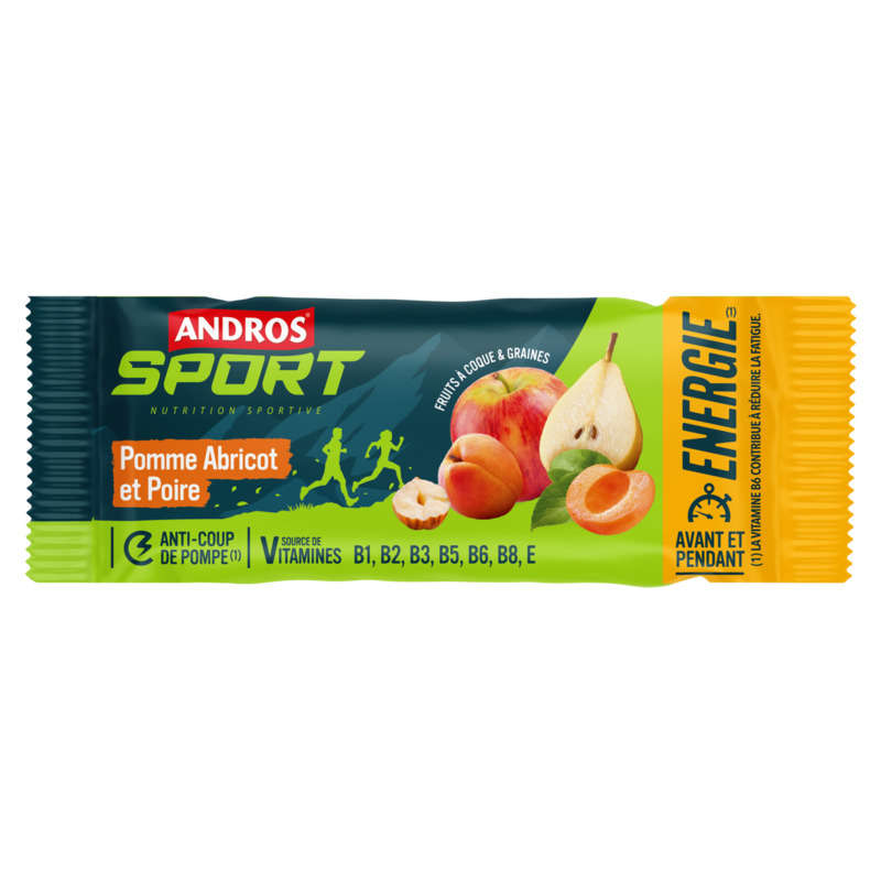 Andros Sport Barre Pomme & Abricot et Poire 40g Andros Sport Barre Pomme & Abricot et Poire 40g