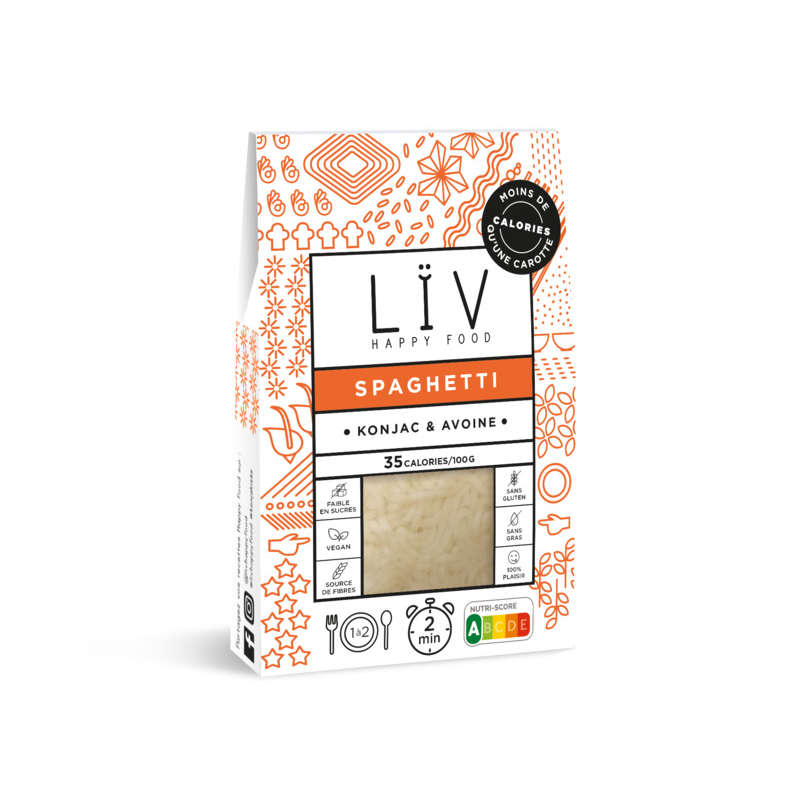 Liv Happy Food spaghetti de konjac & avoine 200g Liv Happy Food spaghetti de konjac & avoine 200g