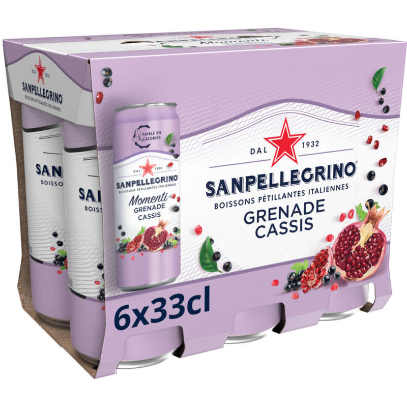 San Pellegrino Eau Gazeuse Aromatisée Grenade Cassis 6x33cl San Pellegrino Eau Gazeuse Aromatisée Grenade Cassis 6x33cl