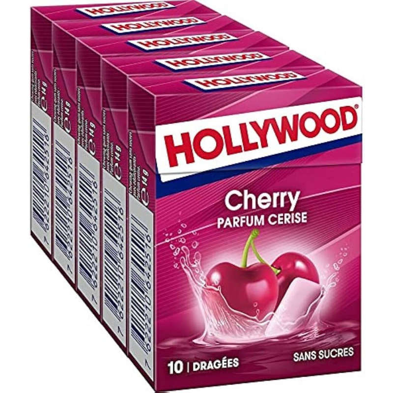 Hollywood Chewing-gum Cerise sans sucres 70g Hollywood Chewing-gum Cerise sans sucres 70g
