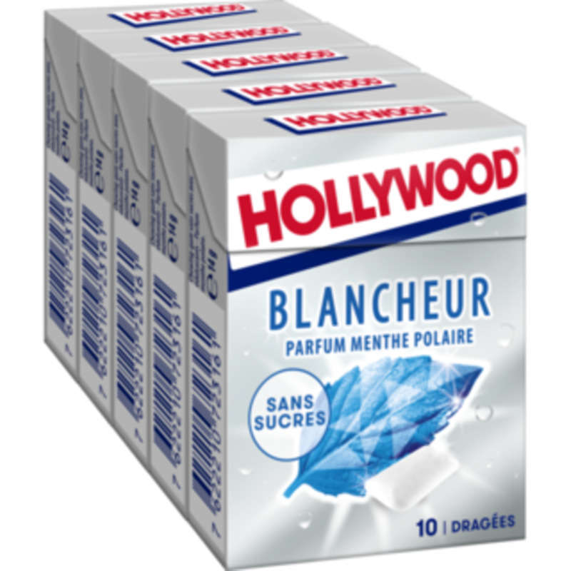 Hollywood Blancheur Chewing-gum Menthe Polaire sans sucres 70g Hollywood Blancheur Chewing-gum Menthe Polaire sans sucres 70g