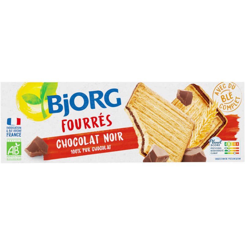 Bjorg Biscuits Fourrés Au Chocolat Noir Bio 225g Bjorg Biscuits Fourrés Au Chocolat Noir Bio 225g