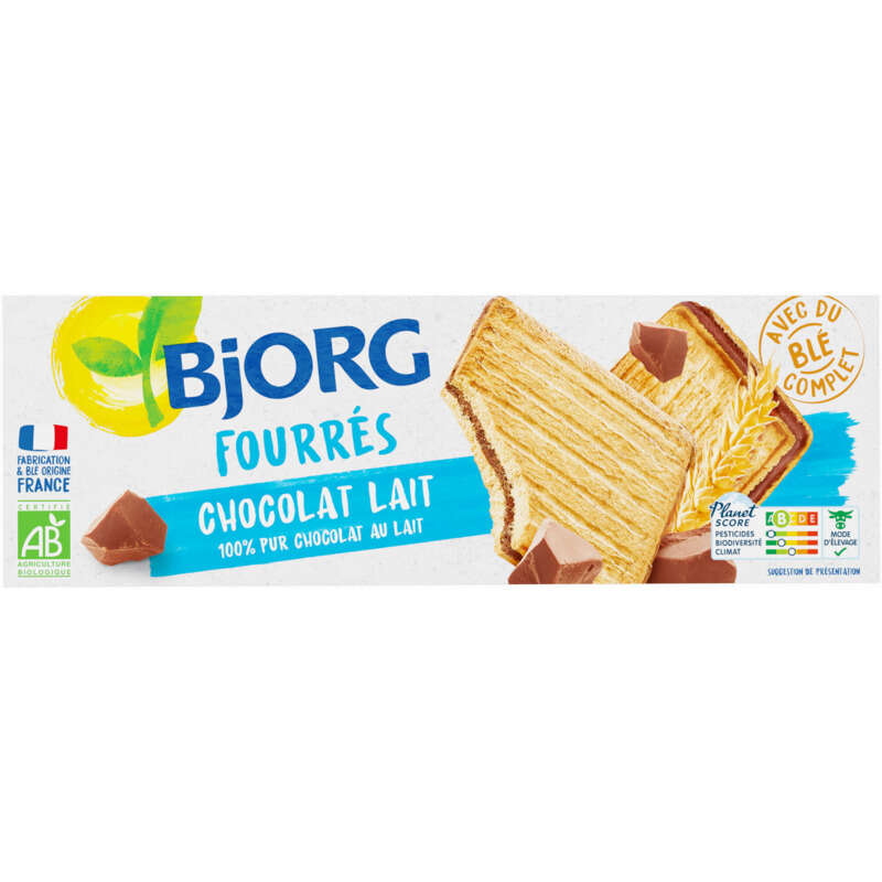 Bjorg Biscuits Fourrés Au Chocolat au Lait Bio 225g Bjorg Biscuits Fourrés Au Chocolat au Lait Bio 225g
