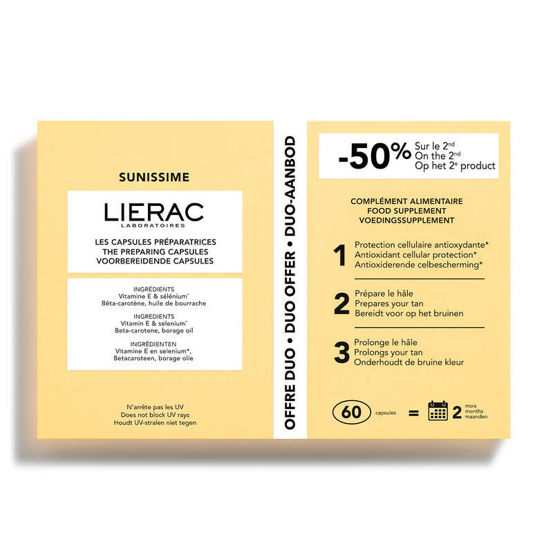Lierac Sunissime Duo Capsules préparatrices 2x30 60g Sunissime - Duo Les capsules préparatrices - 2x30caps