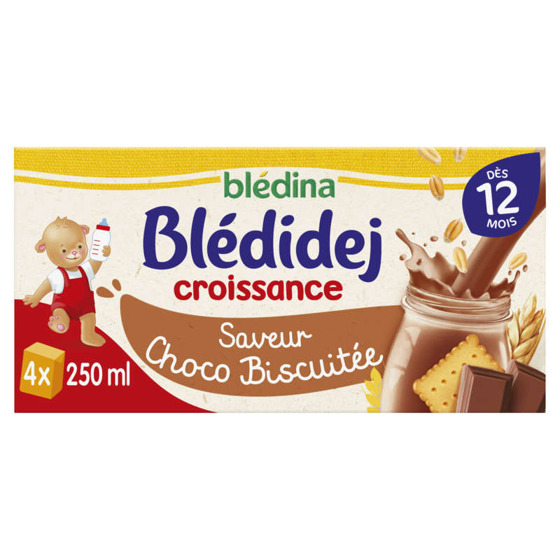 Blédina Blédidej Croissance Lait et Céréales Saveur Choco Biscuité 4x250ml Blédina Blédidej Croissance Lait et Céréales Saveur Choco Biscuité 4x250ml