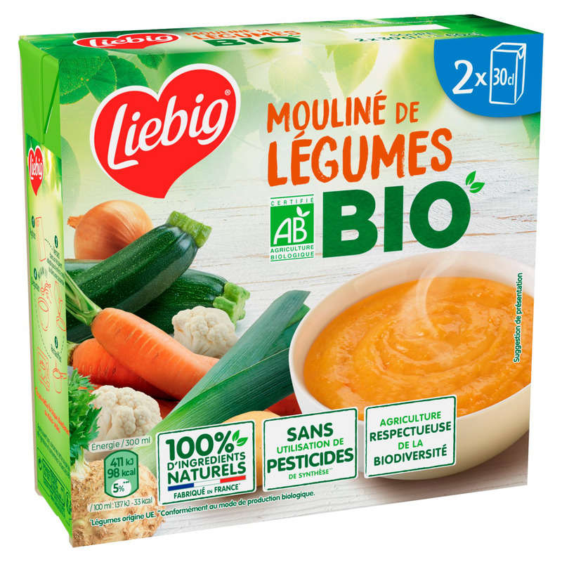 Liebig Mouliné de légumes Bio 2x30cl Liebig Mouliné de légumes Bio 2x30cl