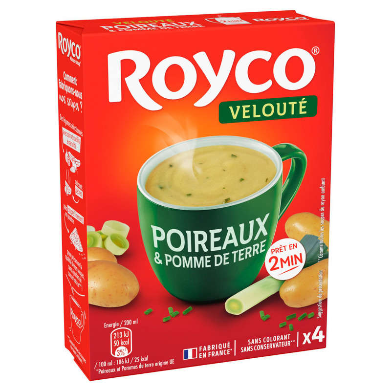 Royco Velouté poireaux & pomme de terre x4 sachets de 800ml Royco Velouté poireaux & pomme de terre x4 sachets de 800ml