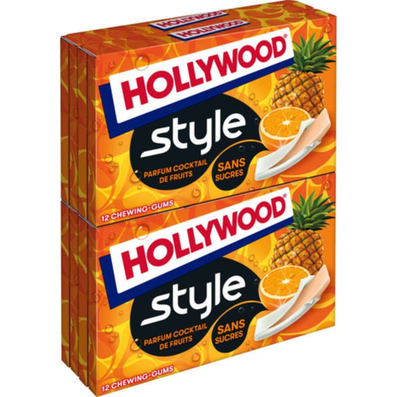Hollywood Chewing-gum Cocktail de Fruits sans sucres 92g Hollywood Chewing-gum Cocktail de Fruits sans sucres 92g