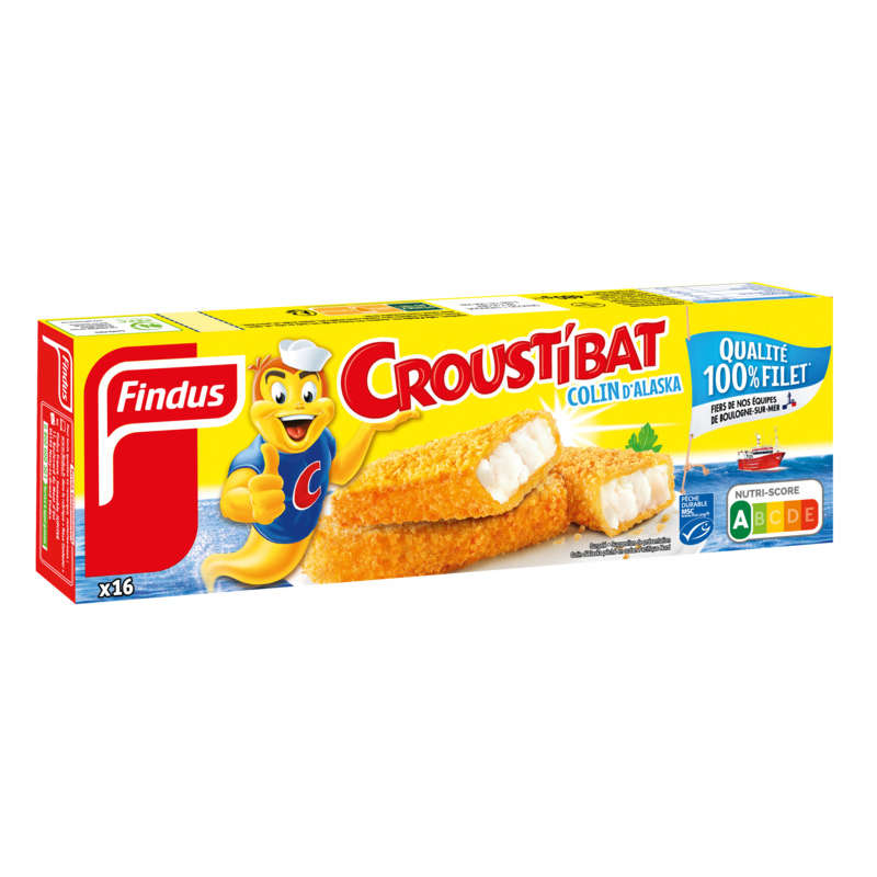 Findus Croustibat Poisson Pané 100% Colin d’Alaska x16 Findus Croustibat Poisson Pané 100% Colin d’Alaska x16