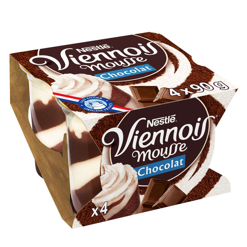 Viennois Mousse Liégeoise chocolat 4x90g Viennois Mousses liégeoises chocolat 4x90g