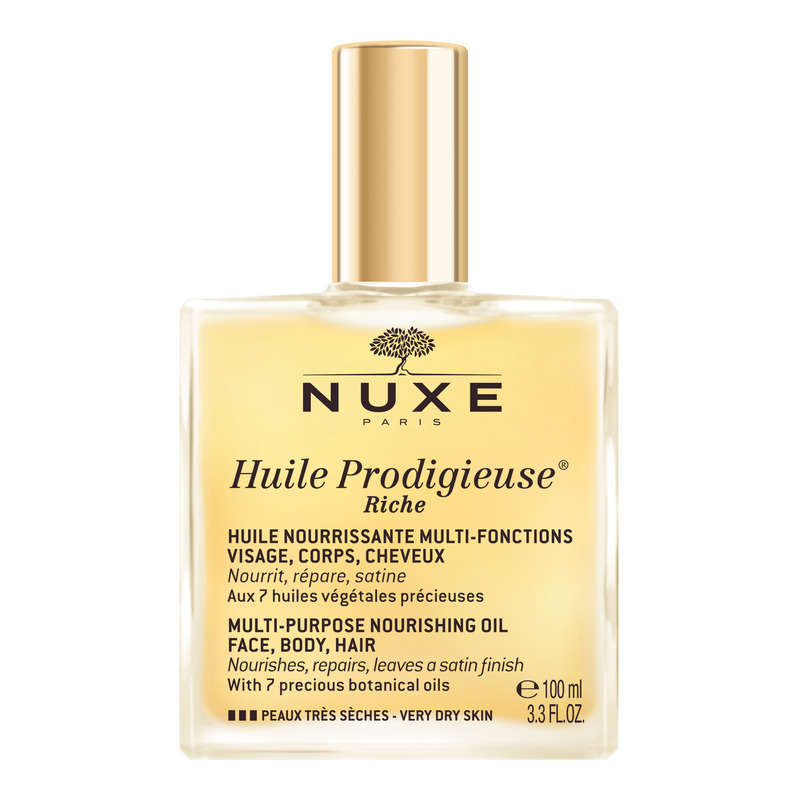 Nuxe Huile Prodigieuse Riche huile sèche visage corps cheveux 100ml Nuxe Huile Prodigieuse Riche huile sèche visage corps cheveux 100ml