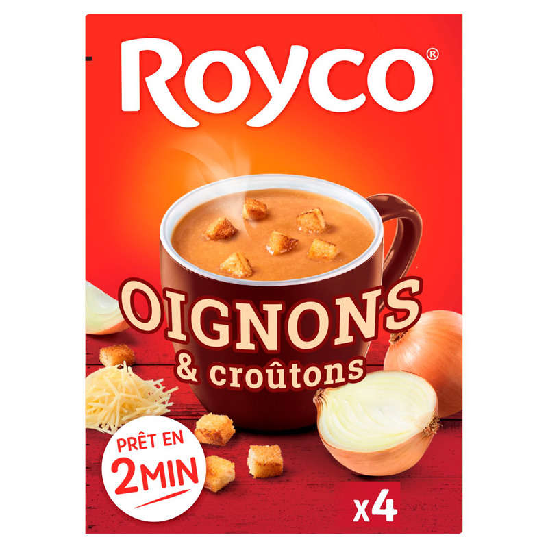 Royco Soupe Gratinée oignons & croûtons 4x15,6g Royco Soupe Gratinée oignons & croûtons 4x15,6g