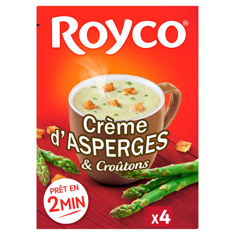 Royco Soupe à la crème d'asperges & croûtons 4x15,0g Royco Soupe à la crème d'asperges & croûtons 4x15,0g