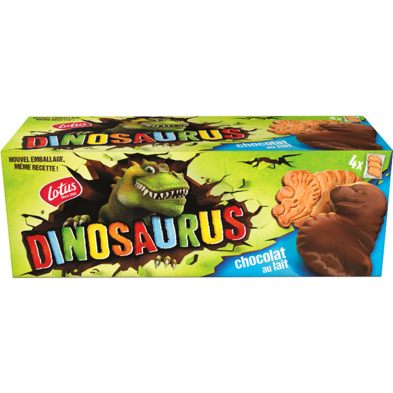 Lotus Dinosaurus Bicuits nappés au chocolat au lait 225g Lotus Dinosaurus Bicuits nappés au chocolat au lait 225g