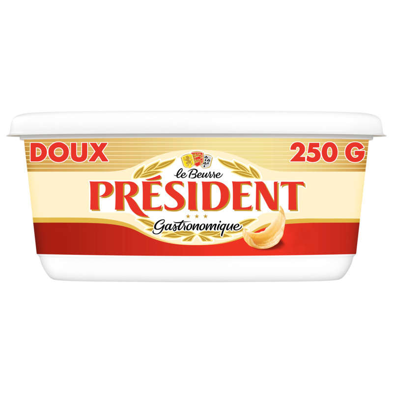 Président Beurre Gastronomique Doux 82% Mg Beurrier 250g Président Beurre Gastronomique Doux 82% Mg Beurrier 250g