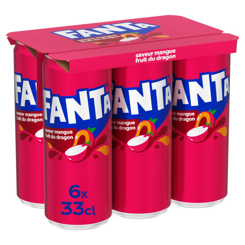 Fanta Mangue Fruit du Dragon sleek boite 6X33cl Fanta Mangue Fruit du Dragon sleek boite 6X33cl