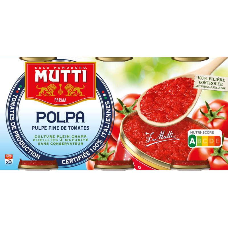Mutti Tomates Concassées Fines 3x400g Mutti Tomates Concassées Fines 3x400g