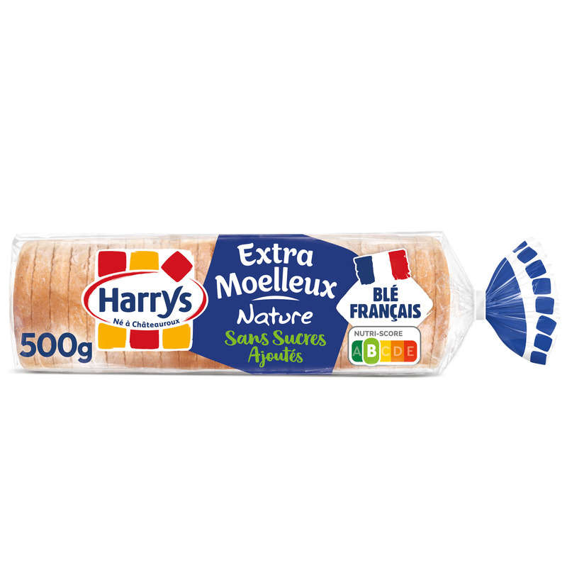 Harrys Pain de mie extra moelleux nature sans sucres ajoutes sans additifs 500g Harrys Pain de mie extra moelleux nature sans sucres ajoutes sans additifs 500g