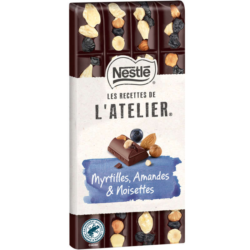 Nestlé Tablette De Chocolat Noir Myrthilles Amandes Et Noisettes 170g Nestlé Tablette De Chocolat Noir Myrthilles Amandes Et Noisettes 170g
