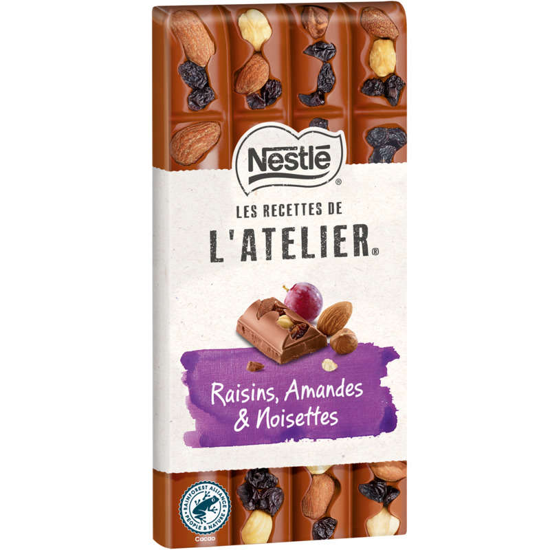 Nestlé Dessert Tablette Chocolat Au Lait Raisins Amandes Et Noisettes 170g Nestlé Dessert Tablette Chocolat Au Lait Raisins Amandes Et Noisettes 170g