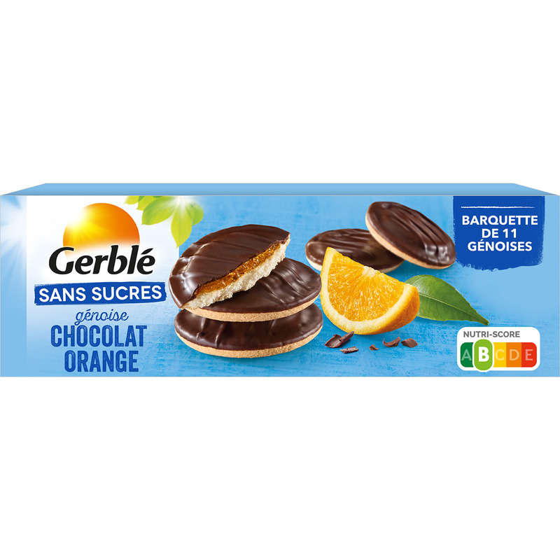 Gerblé Biscuit génoise chocolat orange Sans Sucres Ajoutés 140g Gerblé Biscuit génoise chocolat orange Sans Sucres Ajoutés 140g