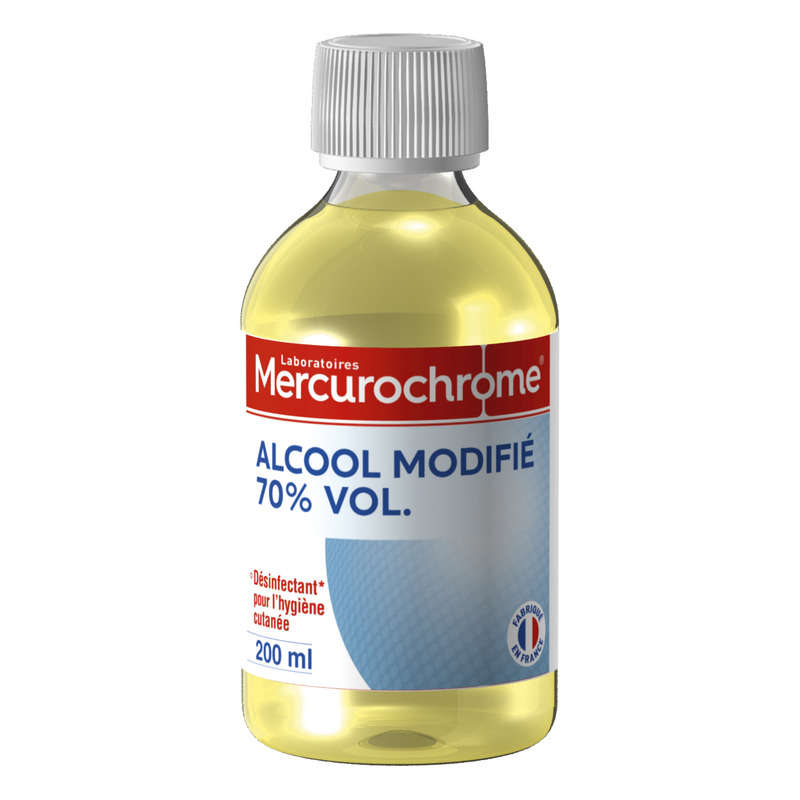 Mercurochrome Alcool modifié 70% vol 200ml Mercurochrome Alcool modifié 70% vol 200ml