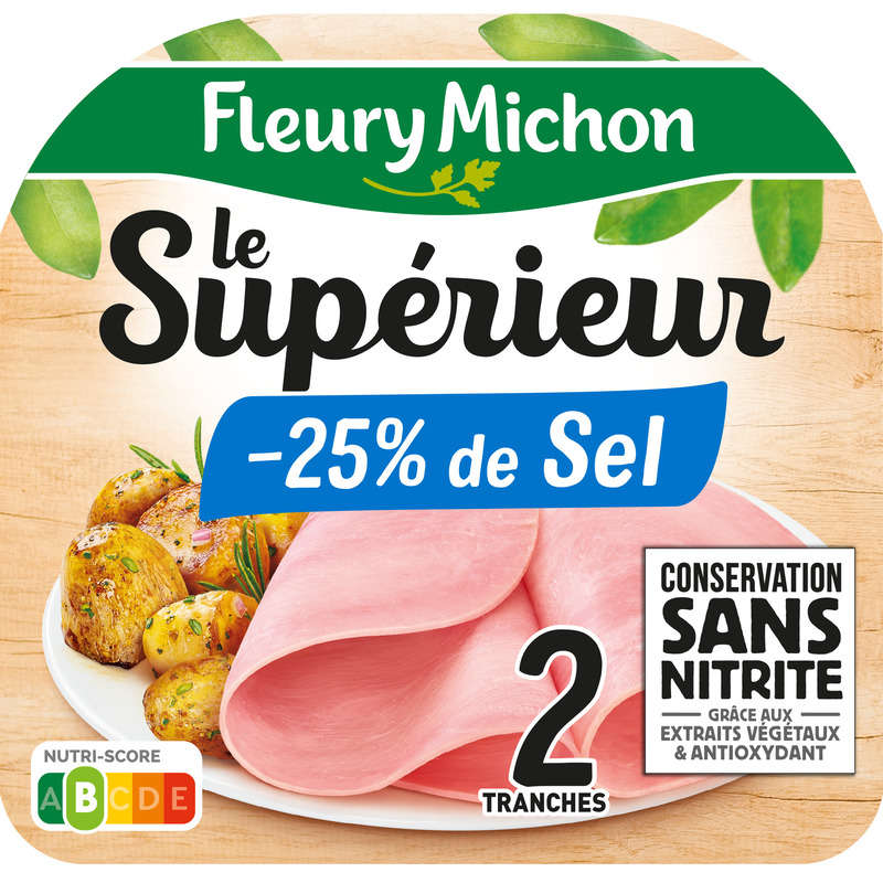 Fleury Michon Le Supérieur Jambon -25% Sel Sans Nitrite x2 Fleury Michon Le Supérieur Jambon -25% Sel Sans Nitrite x2