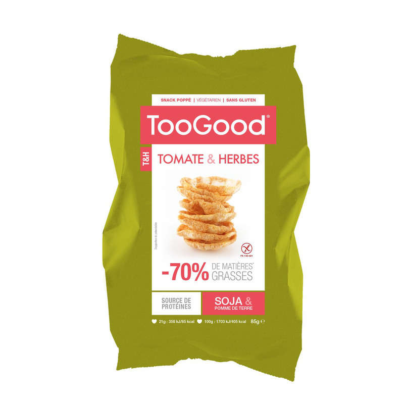 Toogood Snacks poppé Tomate et Herbes 85g Toogood Snacks poppé Tomate et Herbes 85g